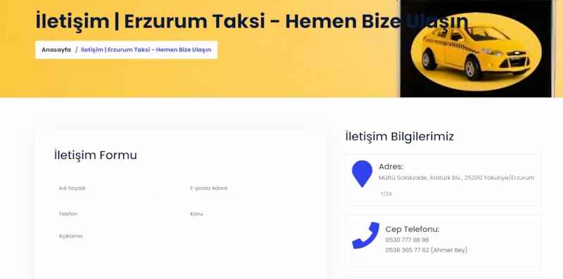 Erzurum Taksi Rezervasyonu İçin Gerekli Bilgiler